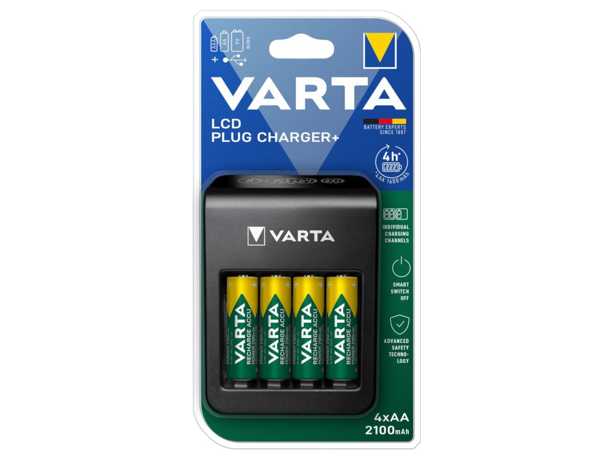 Ladegerät Varta LCD Plug Charger+ Micro Mignon 9V NimH USB inkl. 4x AA 2100mAh